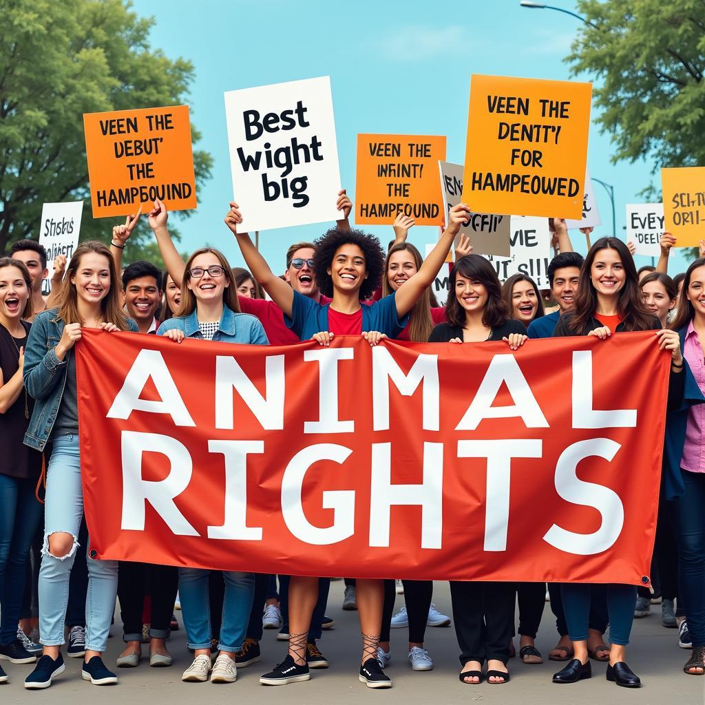 People participating in an animal welfare advocacy campaign