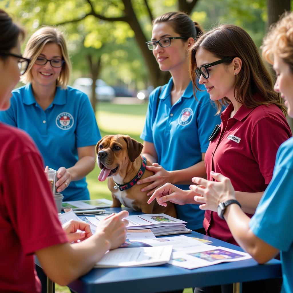 Volunteers at a community outreach event for an anti-cruelty society