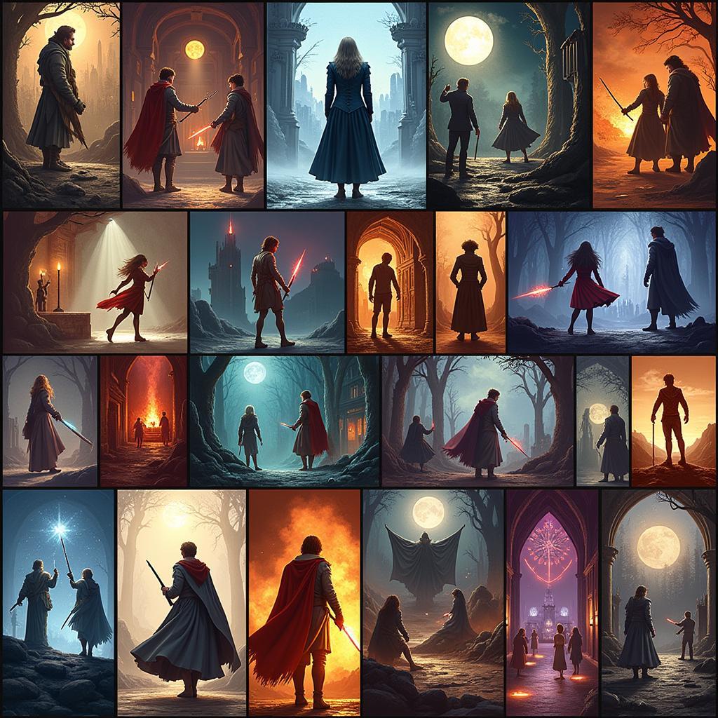 Fan art depicting scenes and characters from the Arcane Society series, illustrating the series' impact and fan engagement.