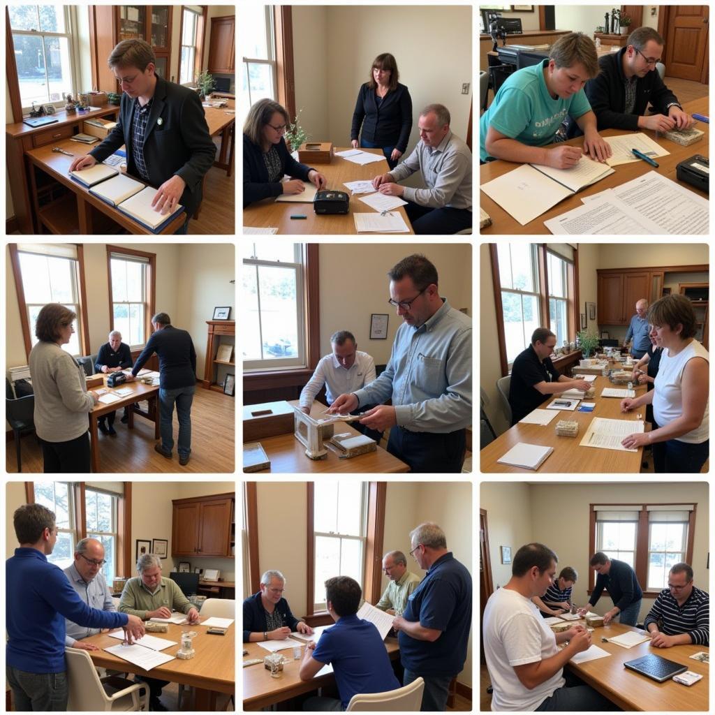 Auburn Historical Society Volunteers - A group of volunteers working together to organize historical documents and artifacts.