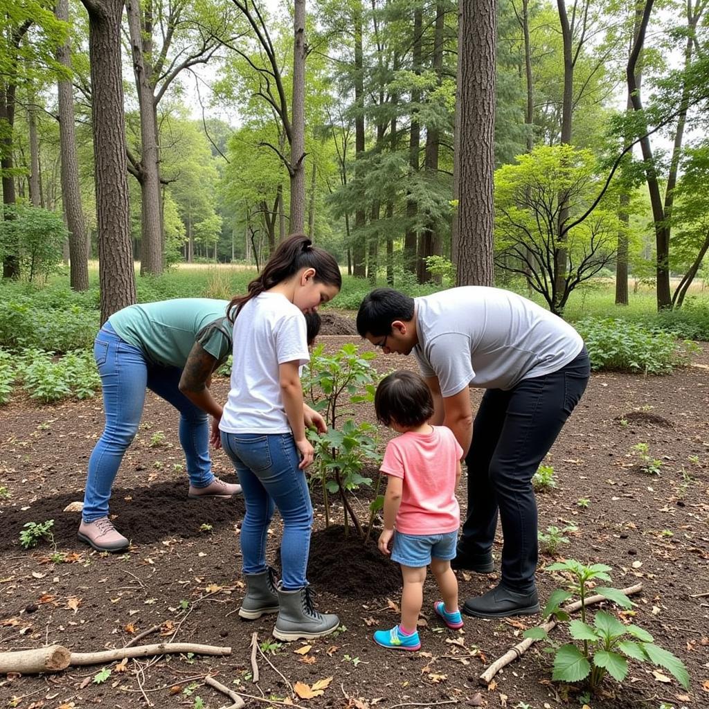 Volunteers Participating in a Habitat Restoration Project