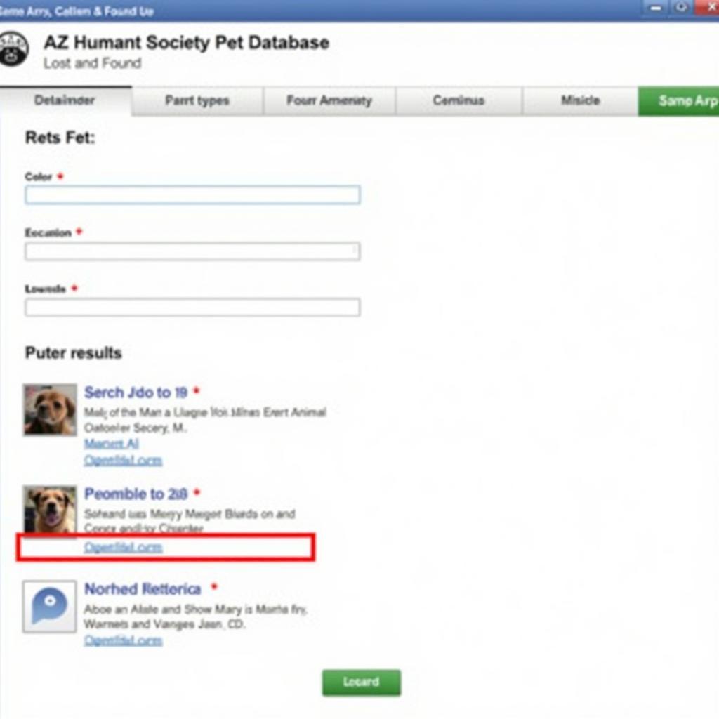 AZ Humane Society Lost and Found Database