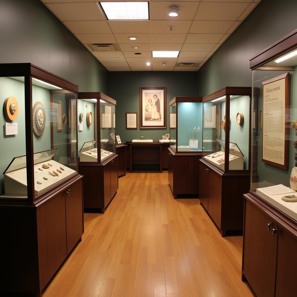 Beatty Museum Interior Exhibit - Display cases filled with historical artifacts, telling the story of Beatty's past.