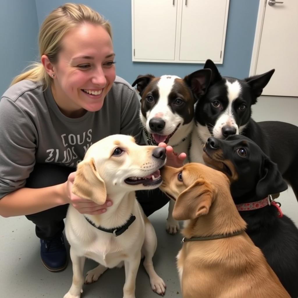 Beaver County Humane Society volunteer interacting with animals