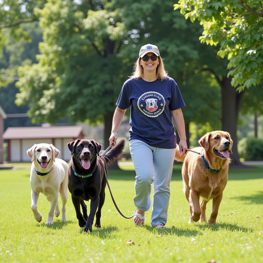 Bellefontaine Ohio Humane Society Volunteer Walking Dogs