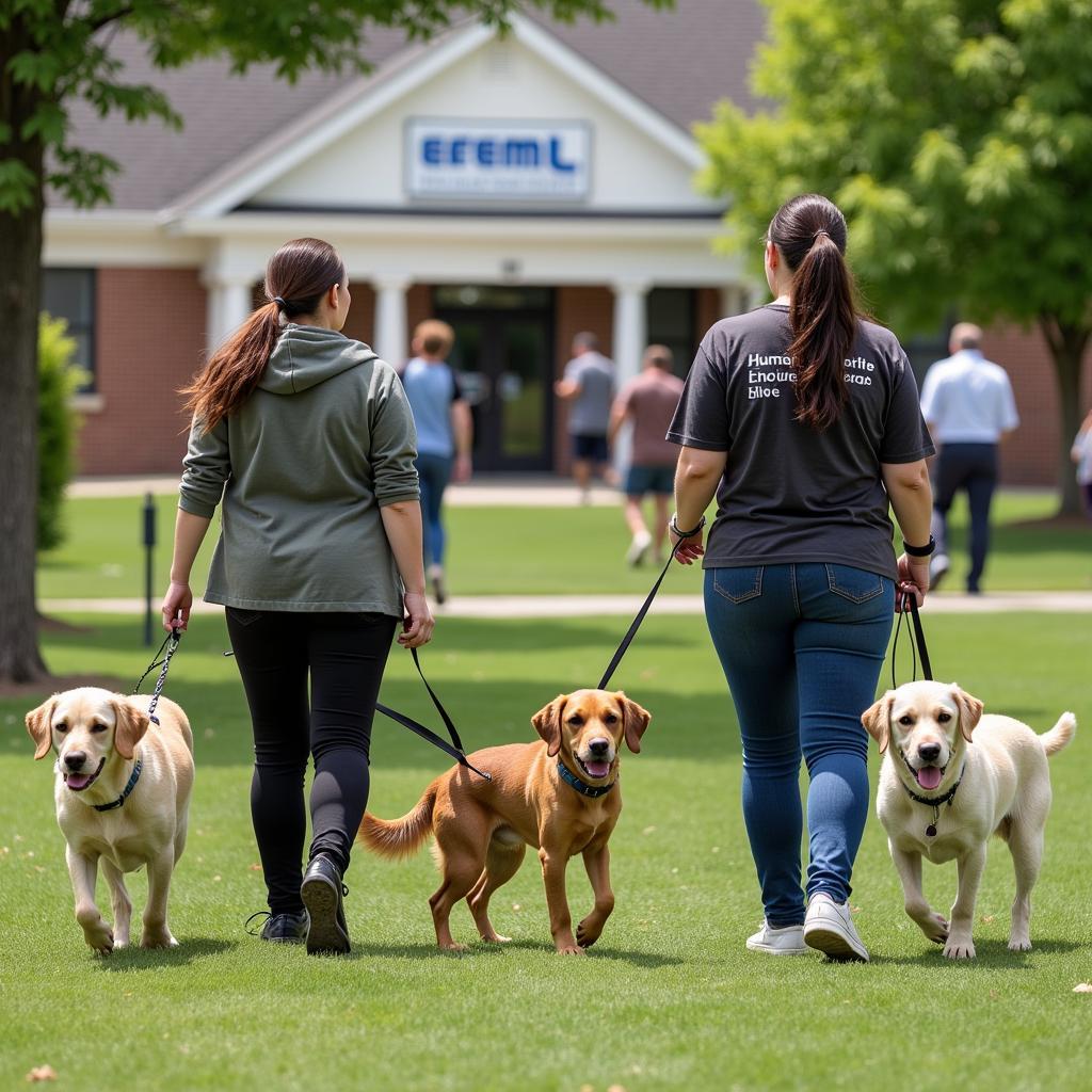 Volunteers Walking Dogs at Benton County Humane Society