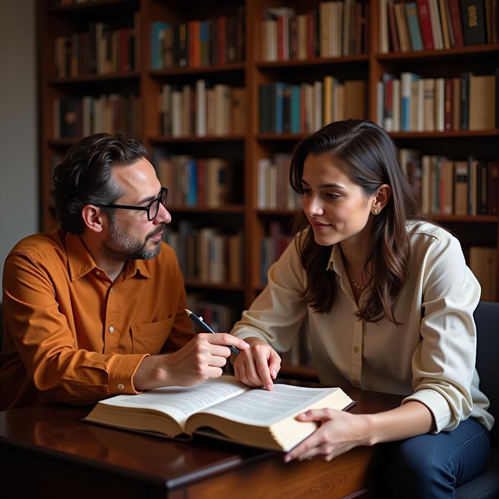 A teacher explaining the Bhagavad Gita to a student