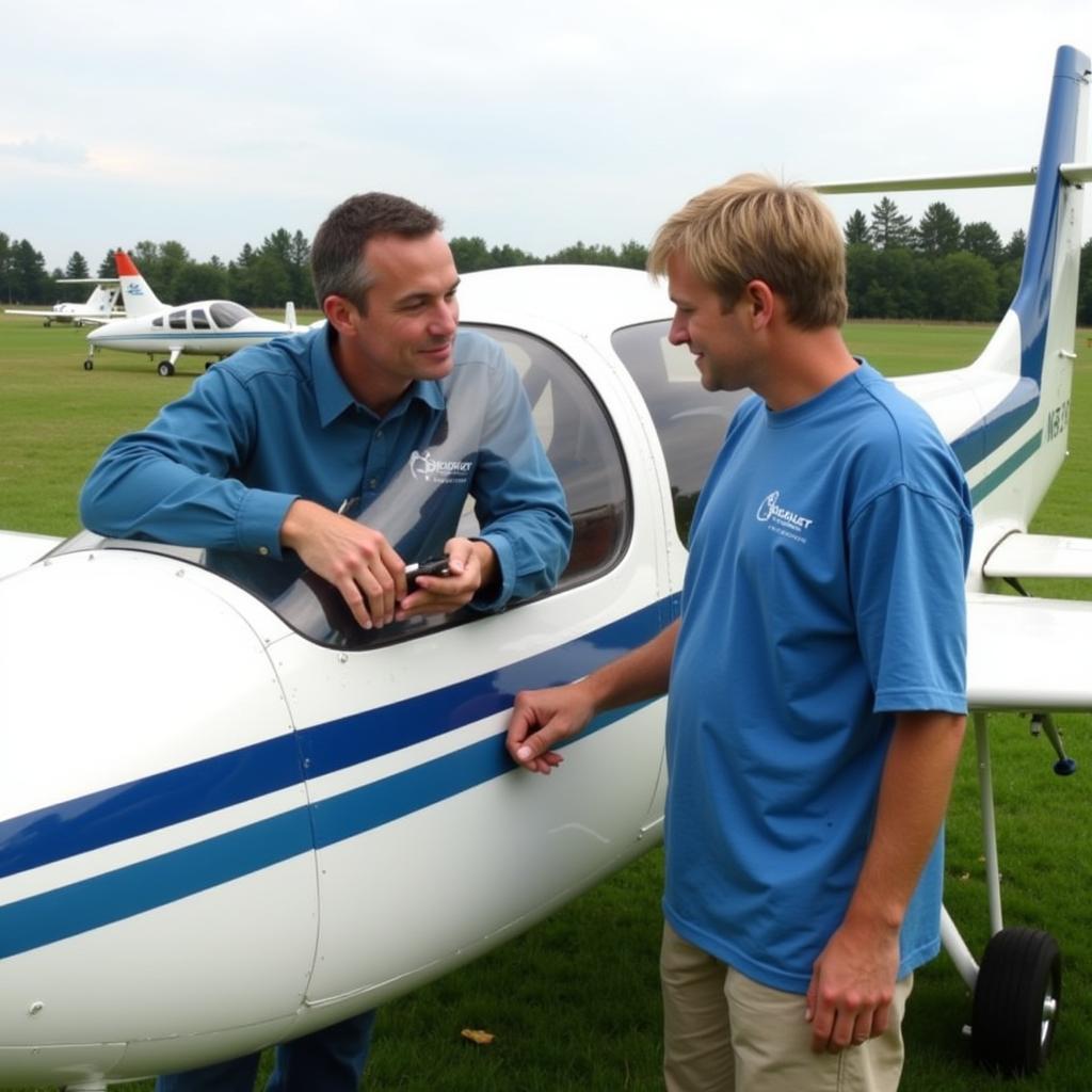 Instructor and student preparing for a glider flight with the Black Forest Soaring Society.