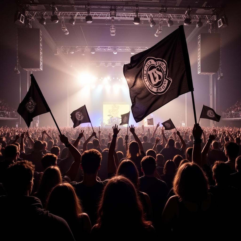 Black Label Society Flag Waved by Fans at Concert