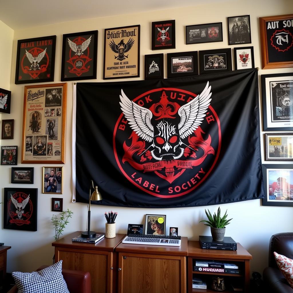 Black Label Society Flag Displayed as Wall Decor