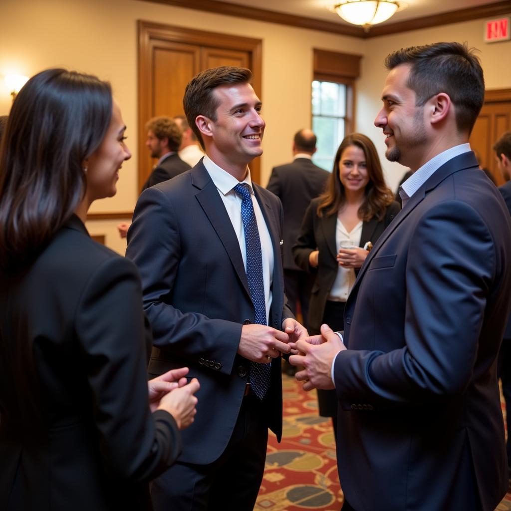 Blue Key members networking at a professional event