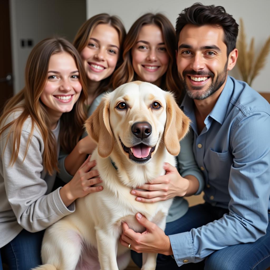 A happy family adopting a pet from the Brown County Humane Society.