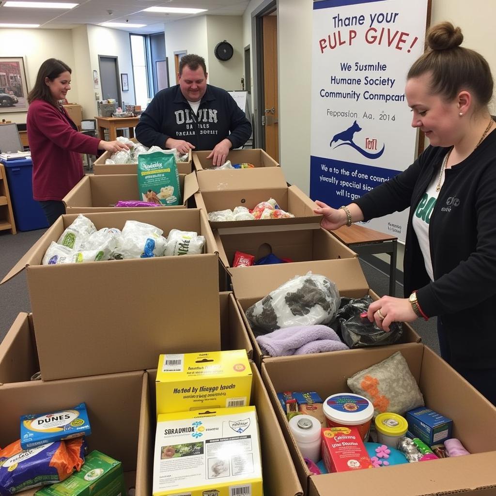 A successful donation drive at the Camden County Humane Society.