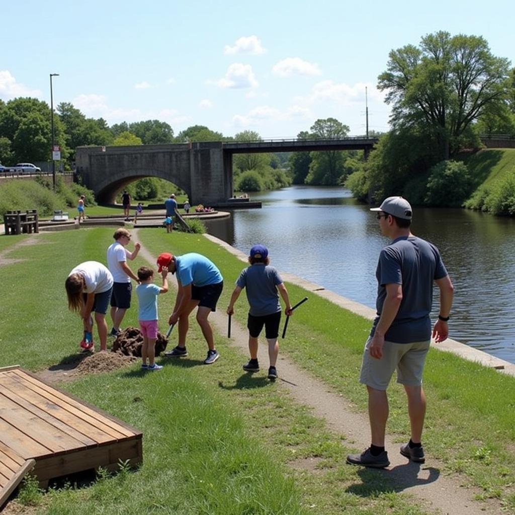 Canal Society of New Jersey volunteers clean up the canal towpath