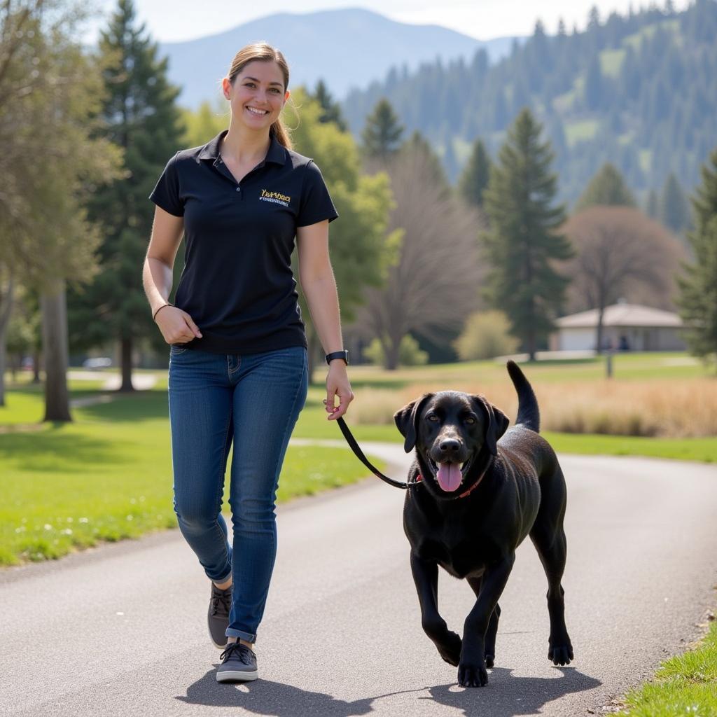 Volunteer Walking Dog at Canyon Lake Animal Shelter