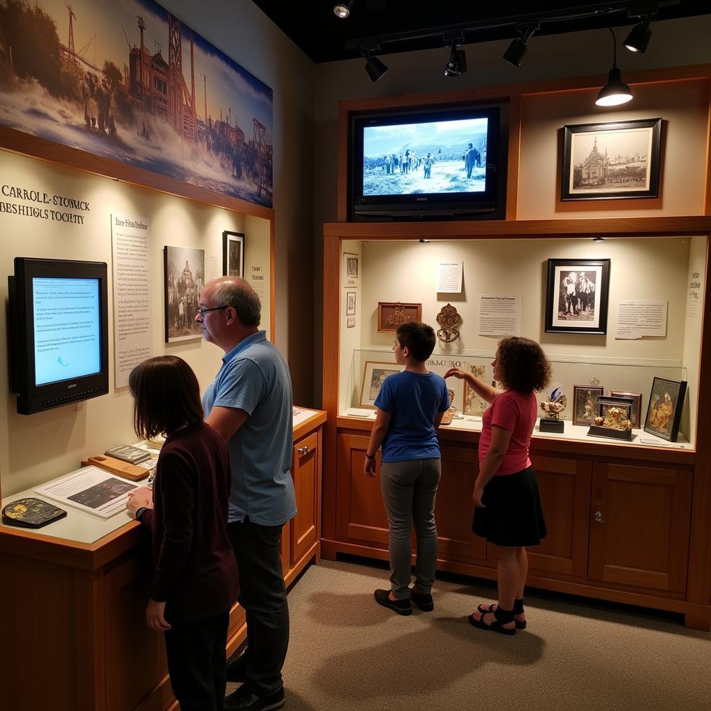 Carroll County MD Historical Society Exhibit: Visitors engage with an interactive exhibit at the Carroll County MD Historical Society, exploring local history through artifacts and multimedia displays.