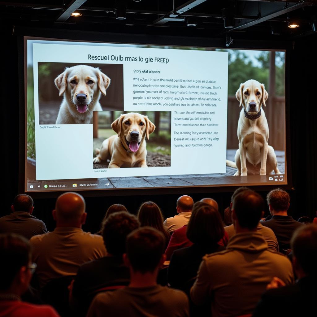 A slideshow presentation of animal rescue stories at the Charleston Animal Society Gala