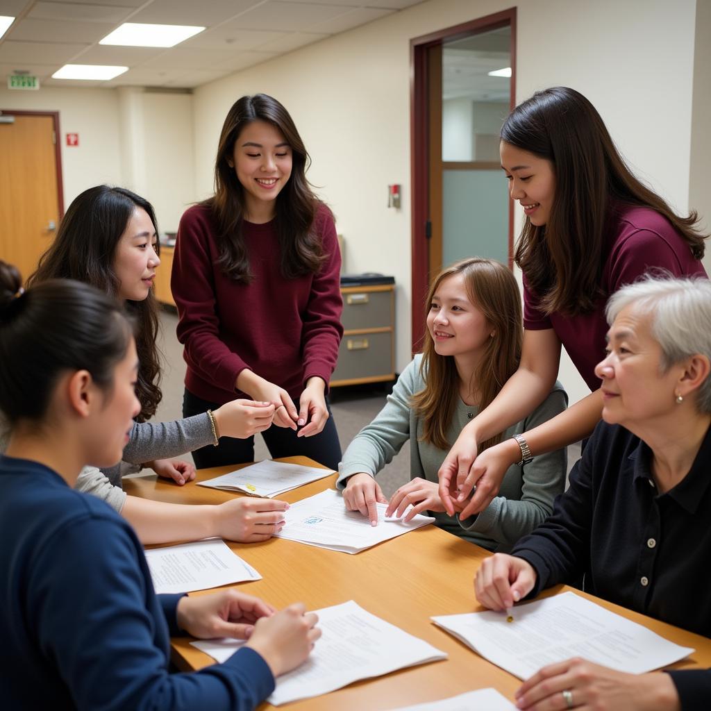 Members of a Chinese Honor Society Engaging in Community Service