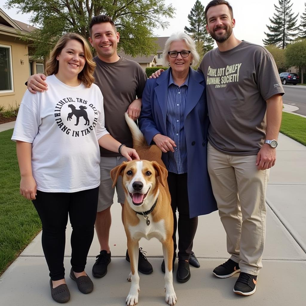 A newly adopted pet with its owner from a Chino humane society.