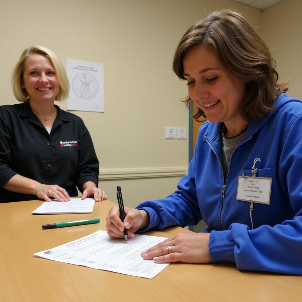 Completing an Adoption Application at the Cookeville Humane Society