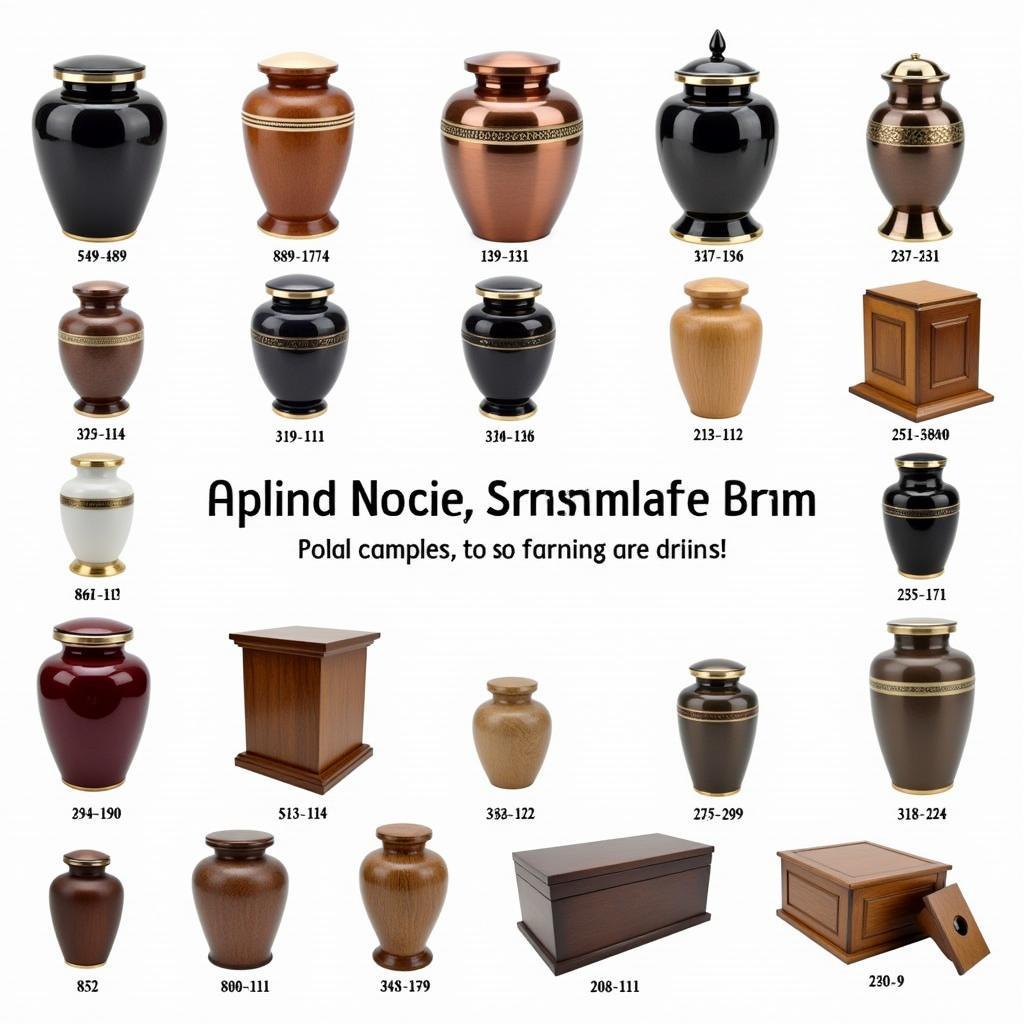 Different urn options available at the cremation society