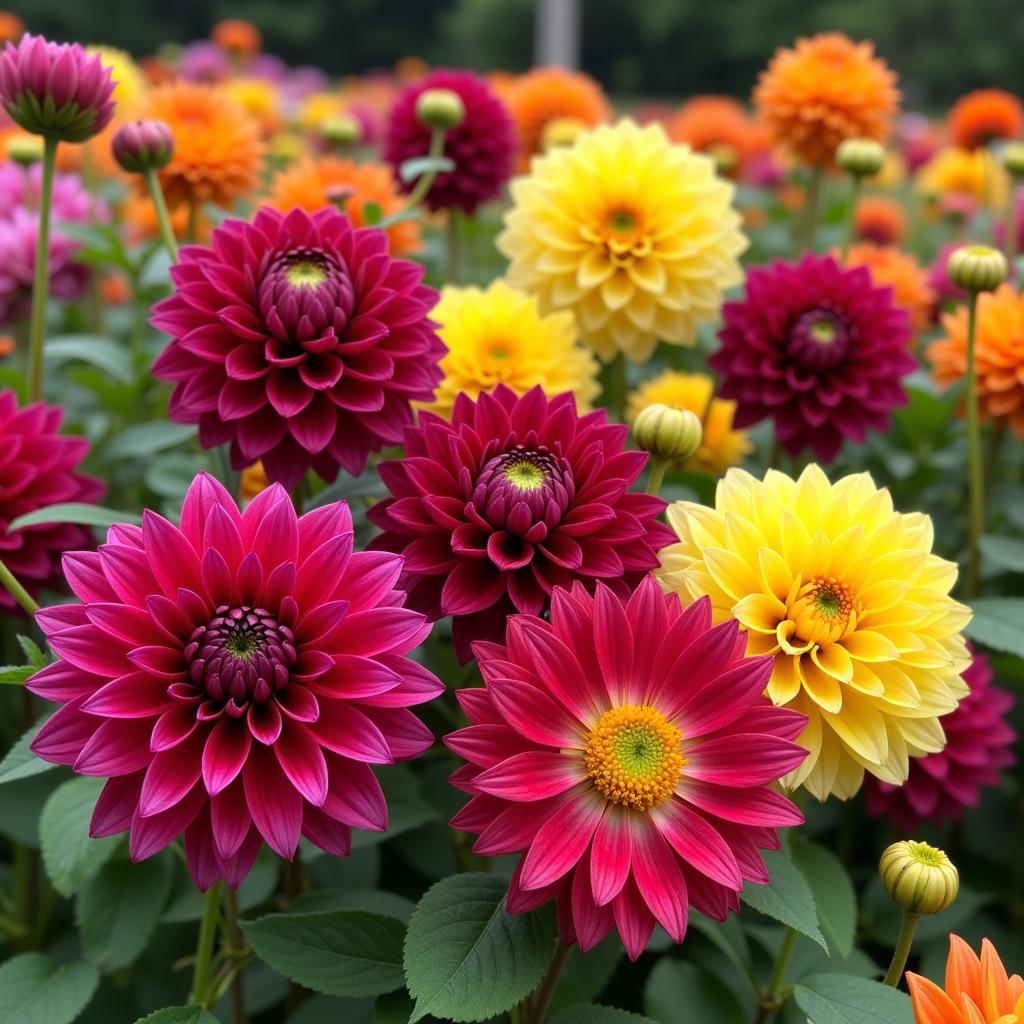 Dahlia Varieties in a Georgia Garden