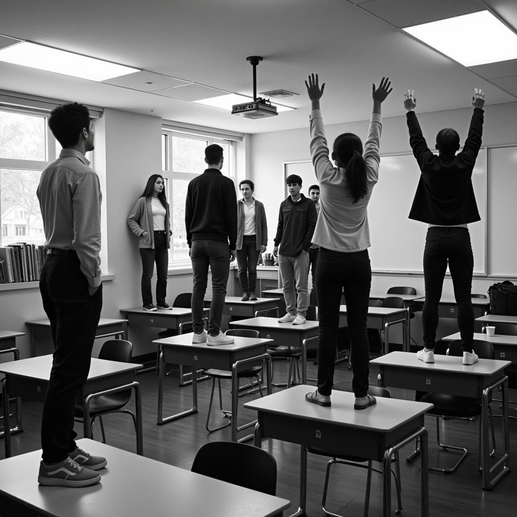 Dead Poets Society Students Standing on Desks