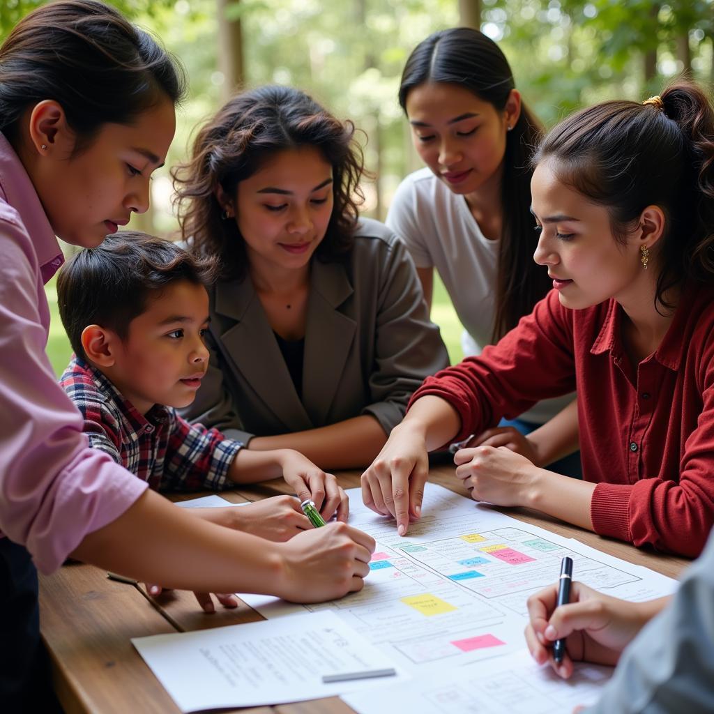 Diverse Community Members Collaborating on a Local Project