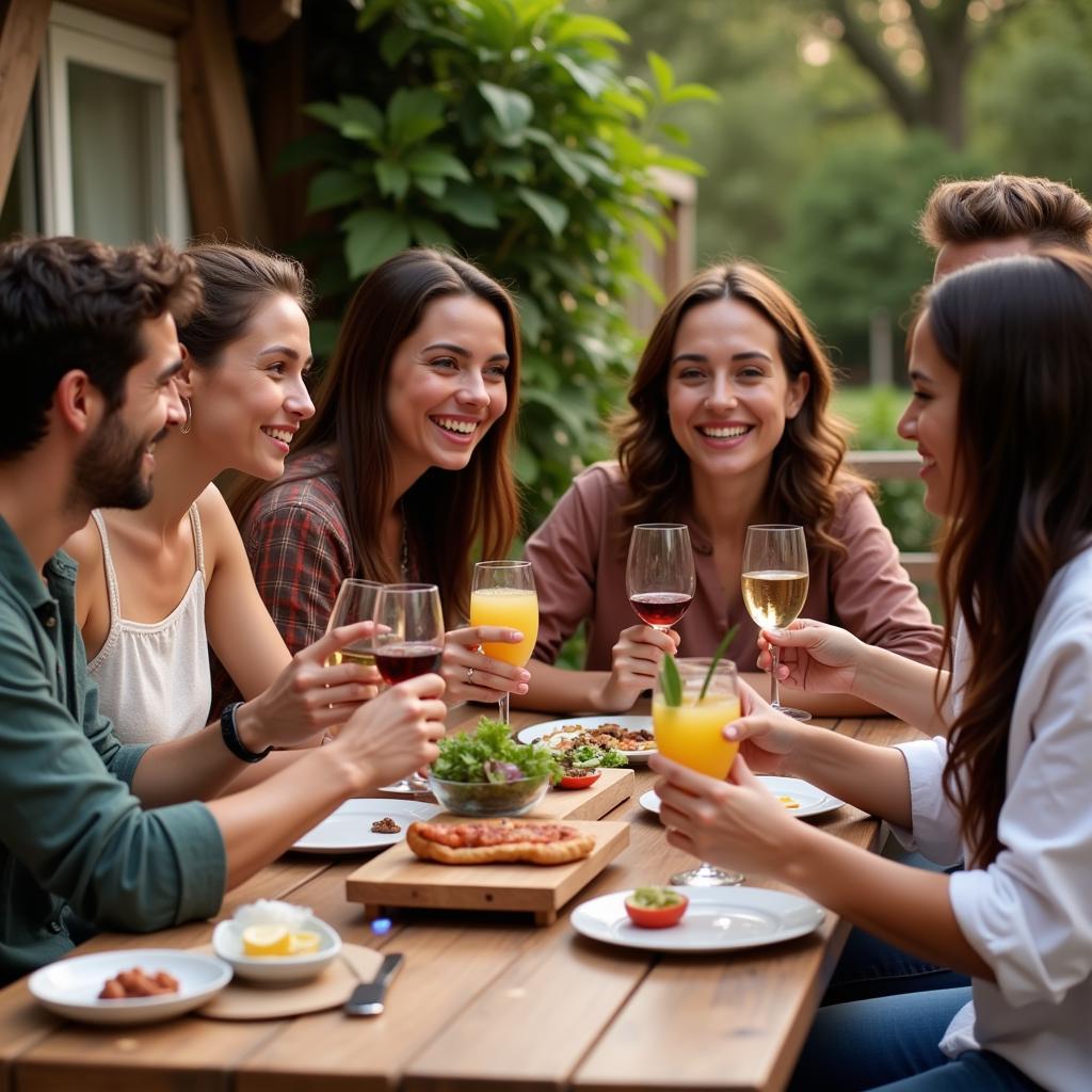 Diverse Group Sharing Aperitivo