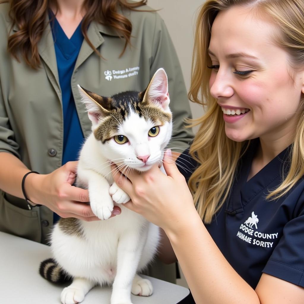 Cat receiving care at Dodge County Humane Society