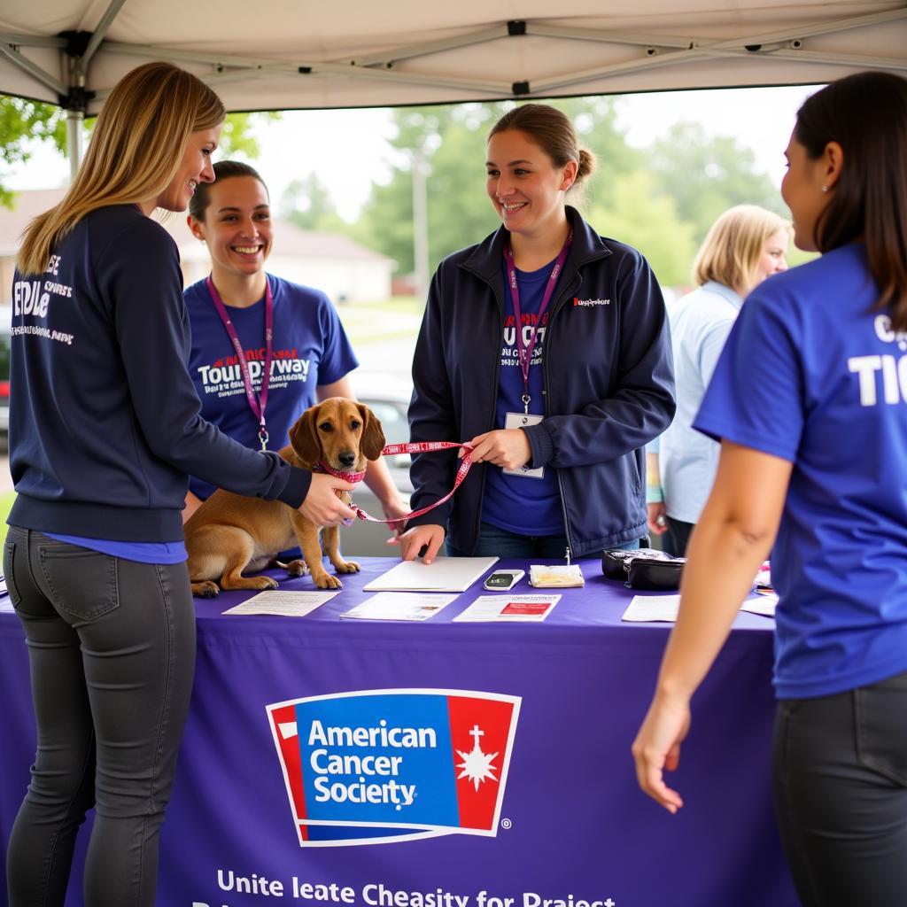 Dog Owner Donating to Cancer Society