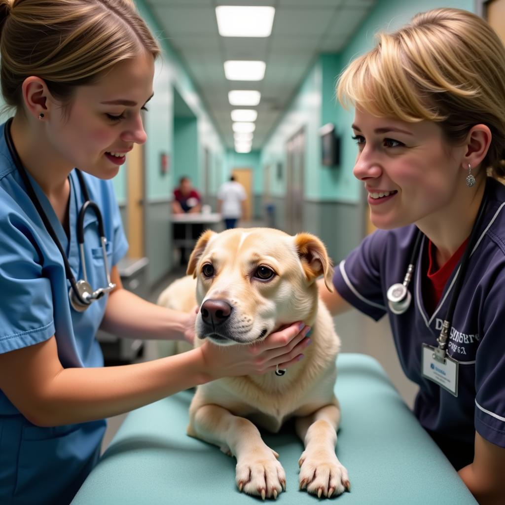 Dog Receiving Medical Care at the Humane Society