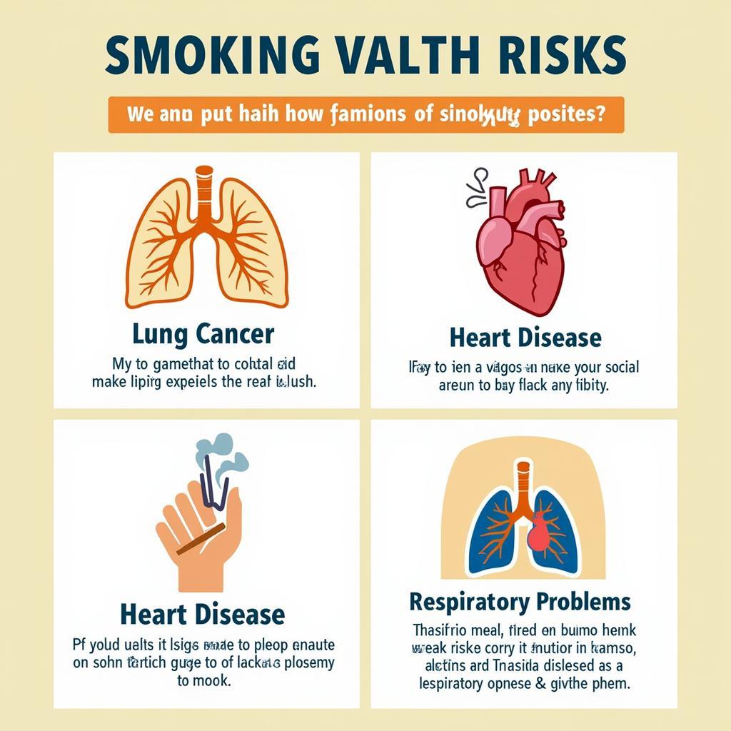 Informative poster illustrating the health risks of smoking.