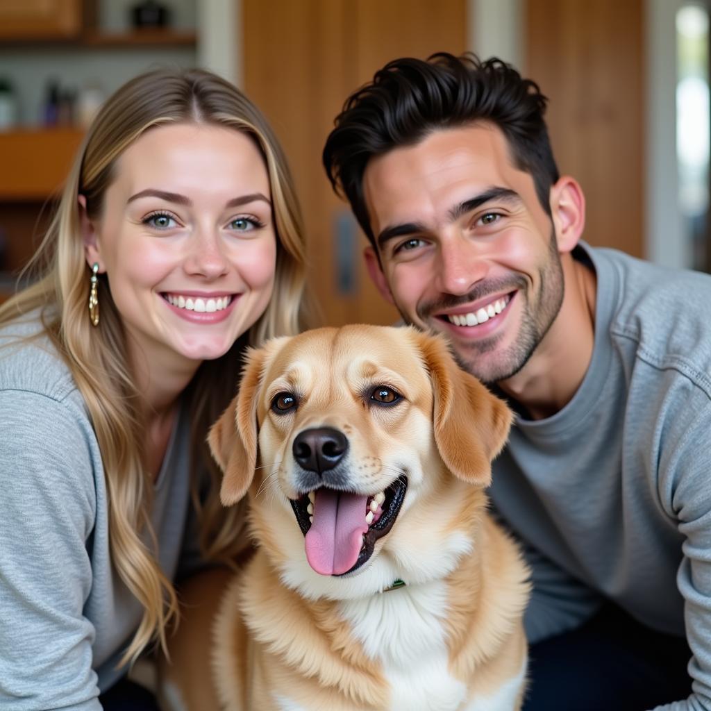 A happy family with their newly adopted pet from the Eighty Four Humane Society