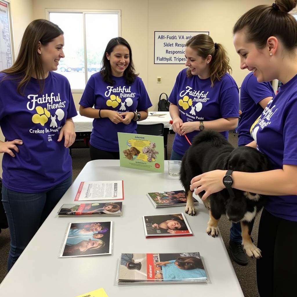 Volunteers from Faithful Friends educating the community about pet care.