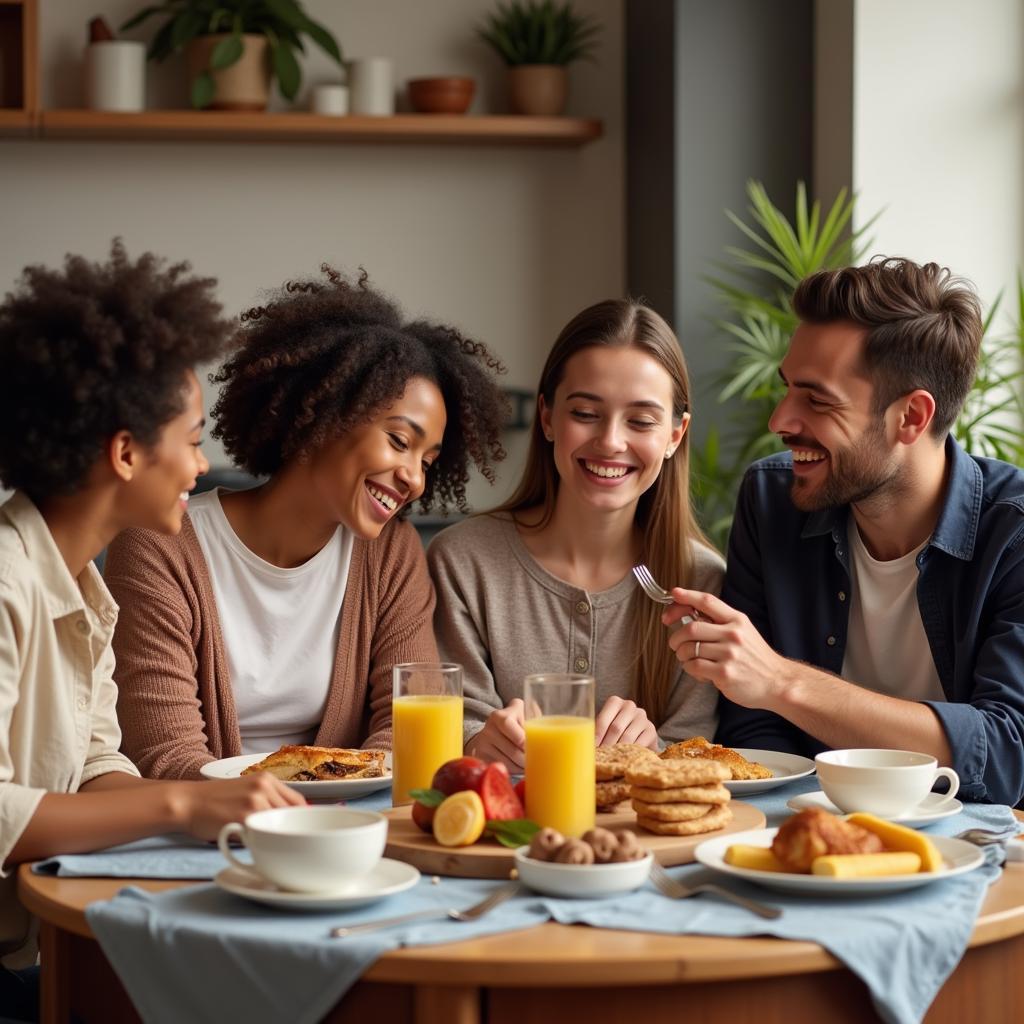 Family Enjoying Sunday Breakfast Together