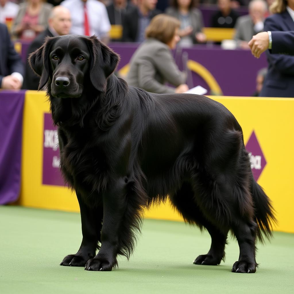 Flat-Coated Retriever at Dog Show