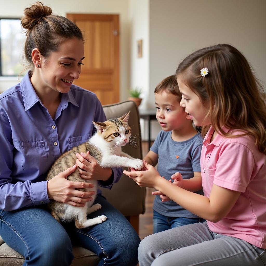 Adoption Counselor Helping a Family Find a Pet