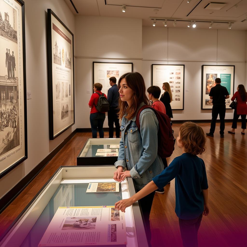 Visitors exploring an exhibit at the Georgia Historical Society.