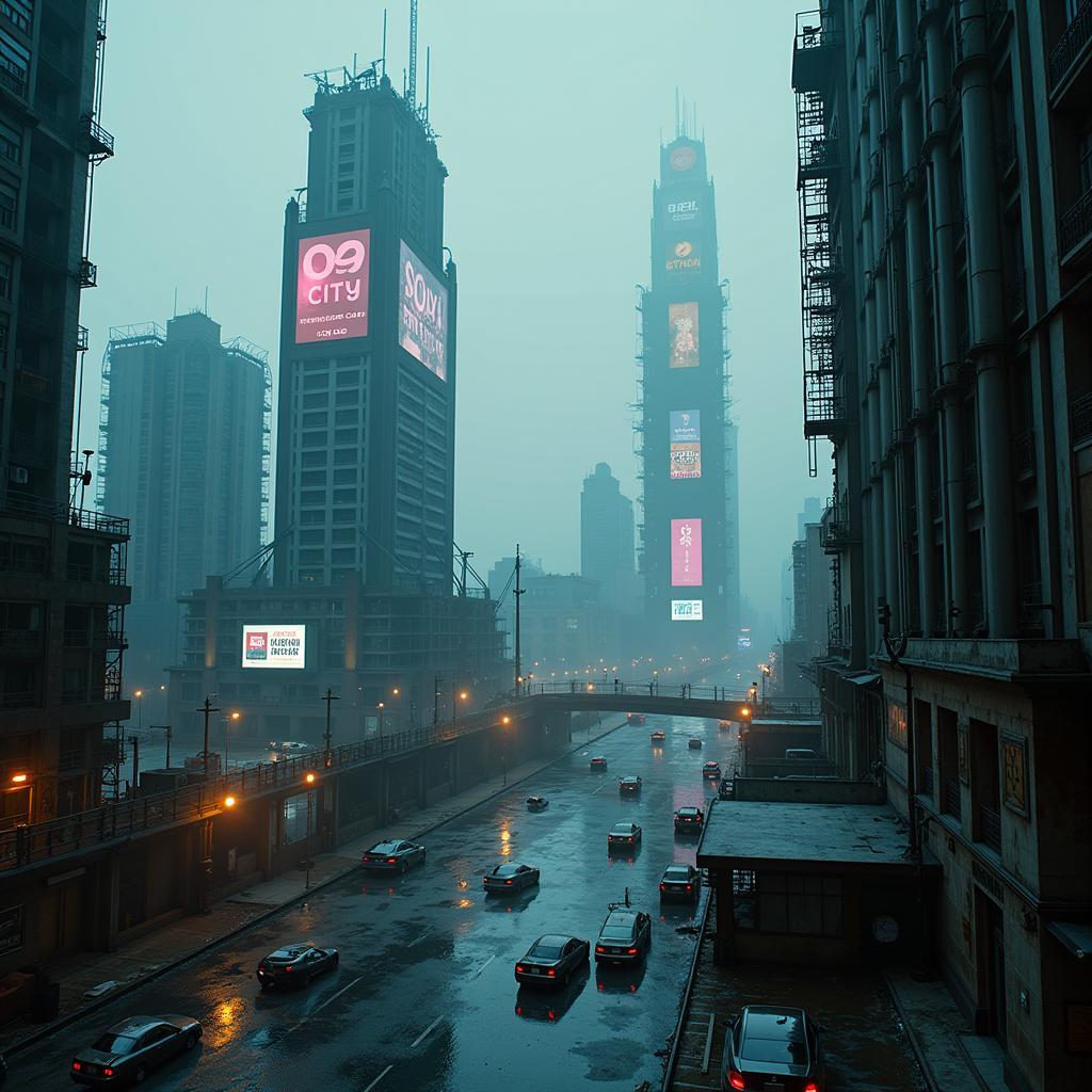 Cyberpunk Cityscape in Ghost in the Shell: Solid State Society Blu-ray