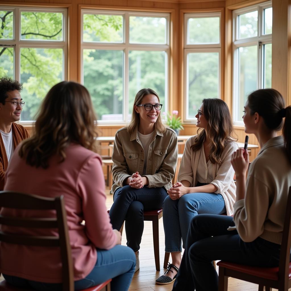 People from diverse backgrounds engaging in dialogue