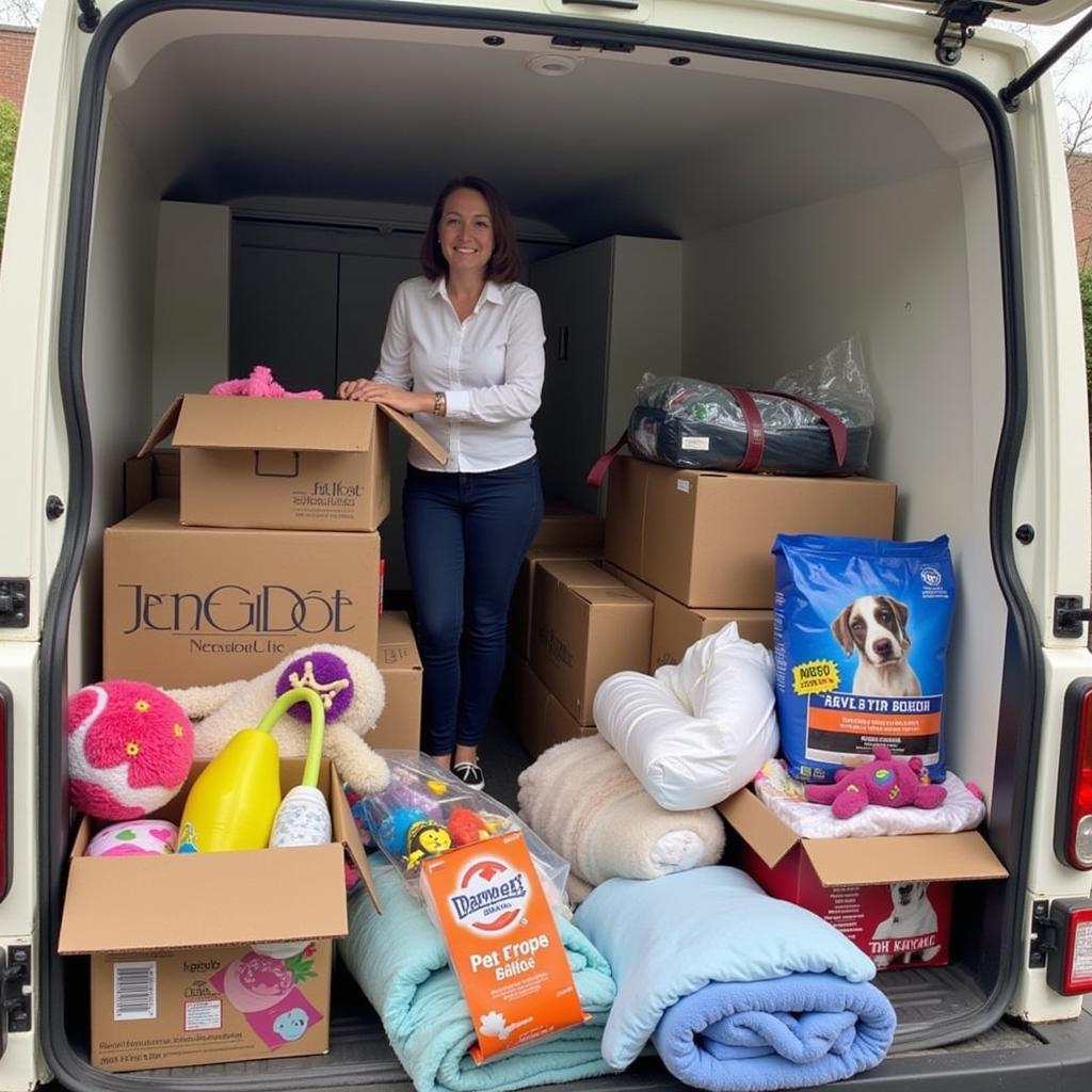 Donations being delivered to the Golden State Humane Society Long Beach