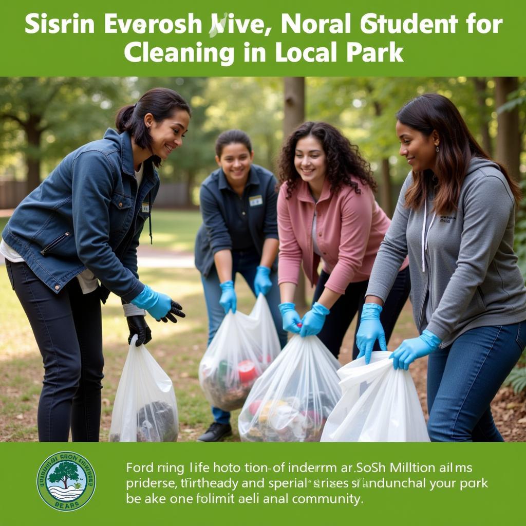 Group of NHS Students Cleaning Up Local Park