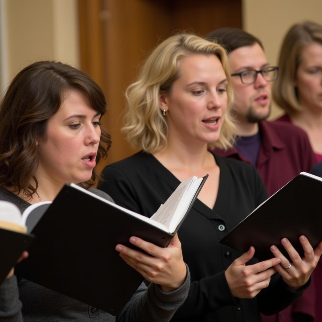 Hampshire Choral Society members rehearsing together