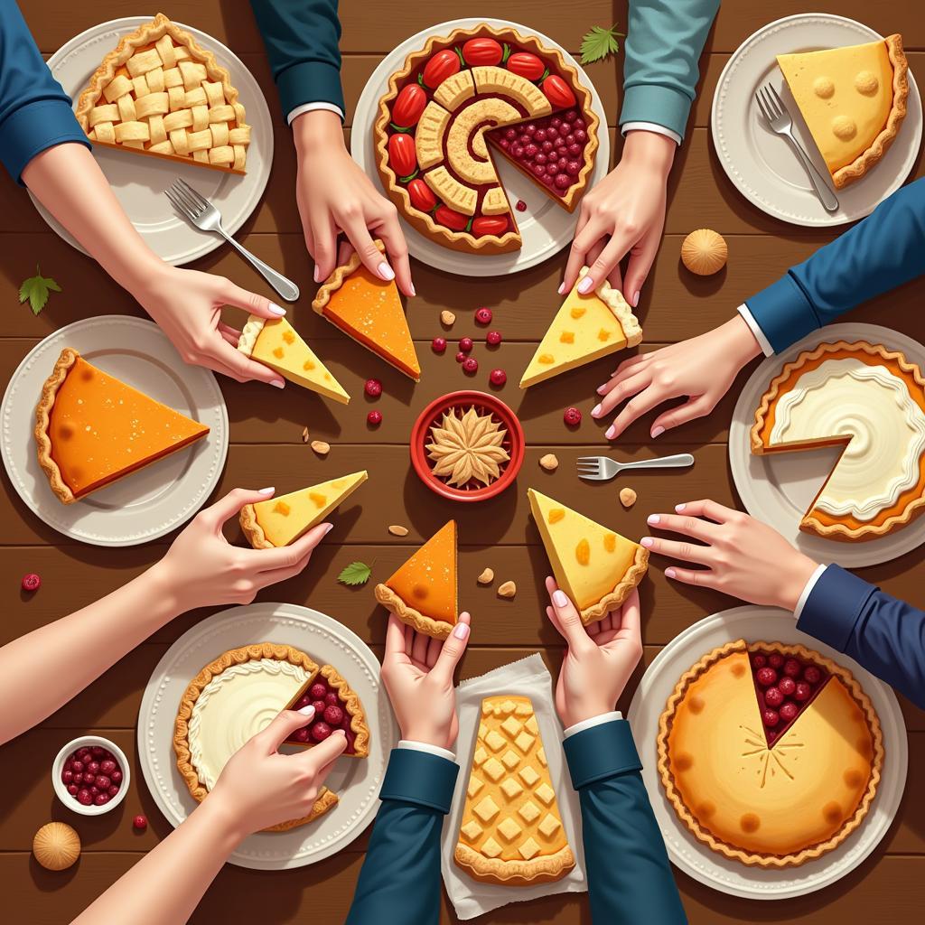 Hands Reaching for Pie from a Society Pie Menu