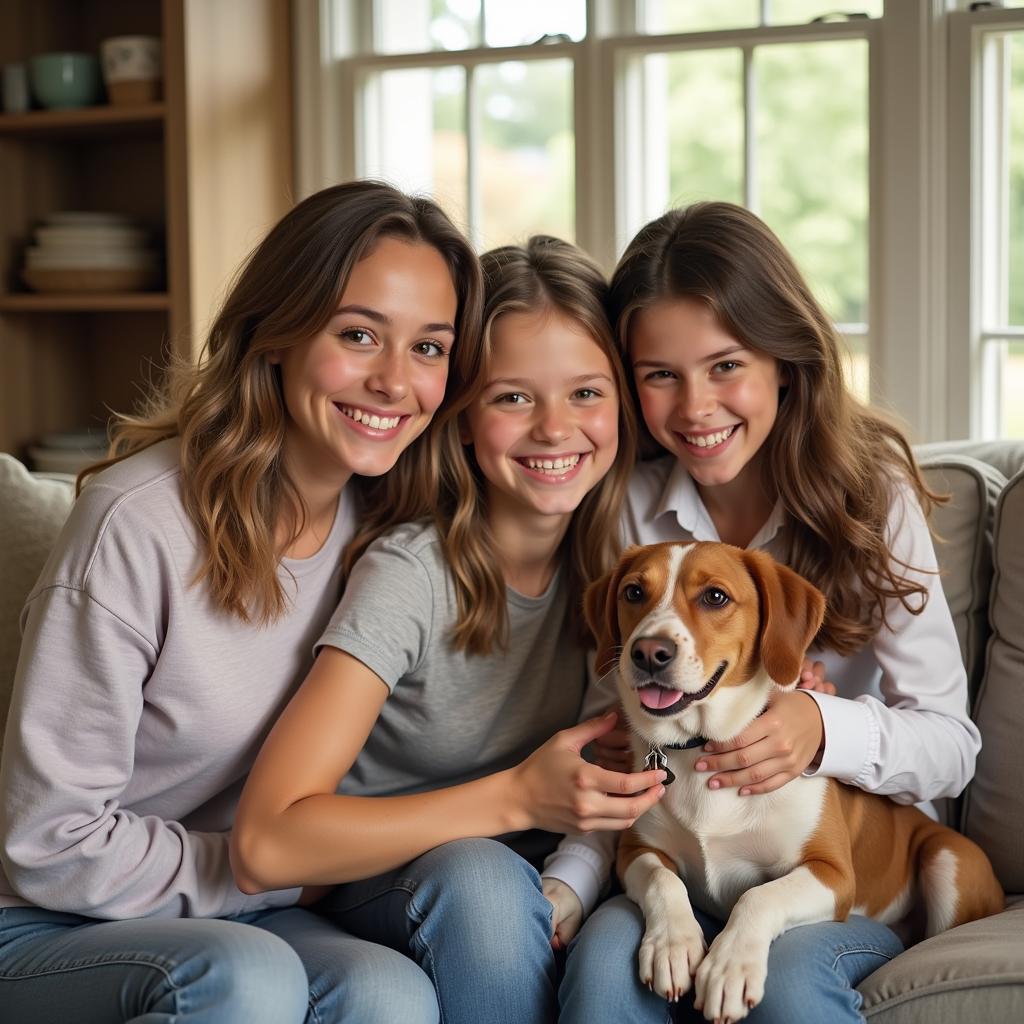 A happy family with their newly adopted pet from the Humane Society in Christiansburg, VA