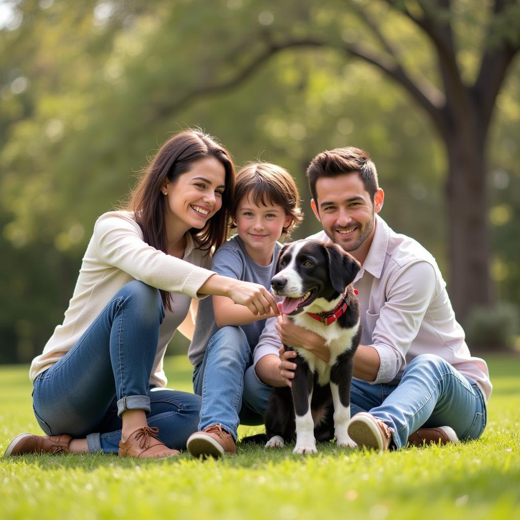 Happy Family with Adopted Dog from Santa Fe Shelter