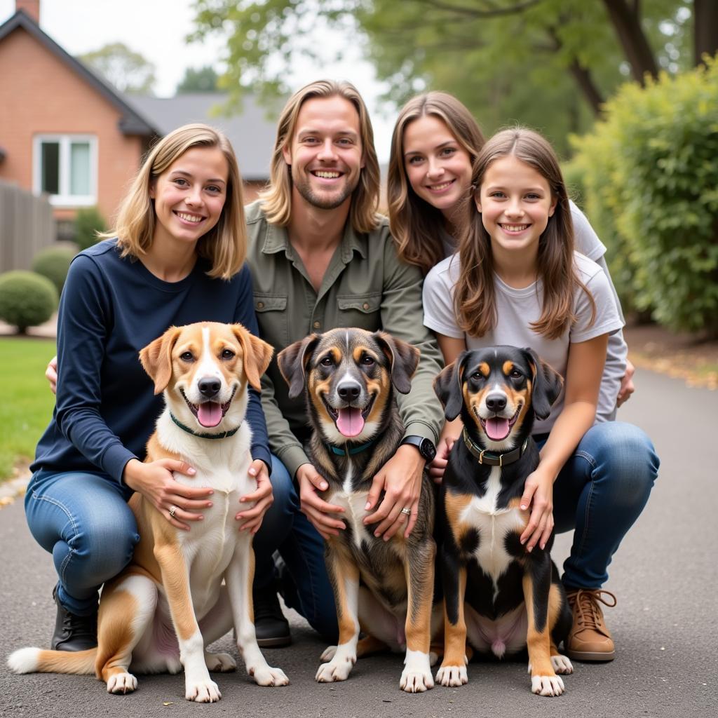 Happy families with their newly adopted pets from the Harris County Humane Society