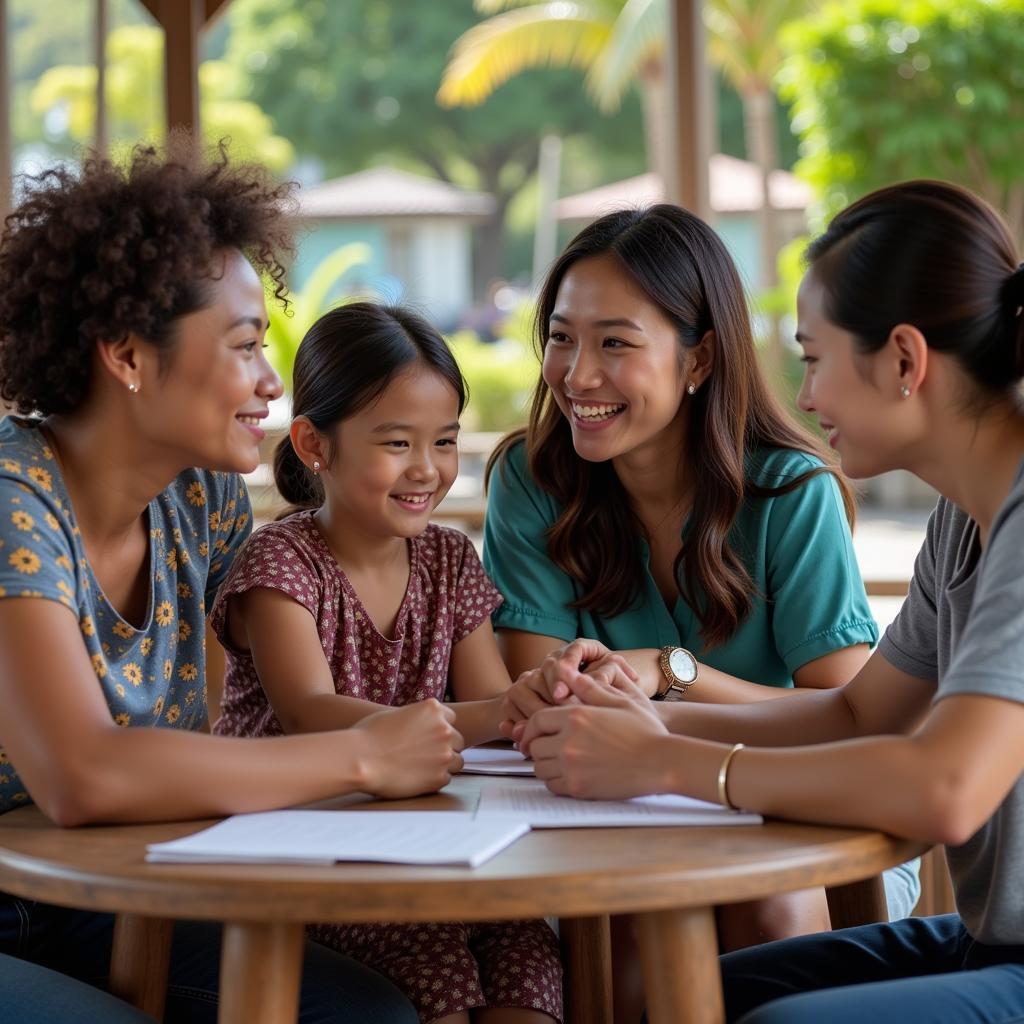 People from different backgrounds coming together in peace and harmony in Hawaii