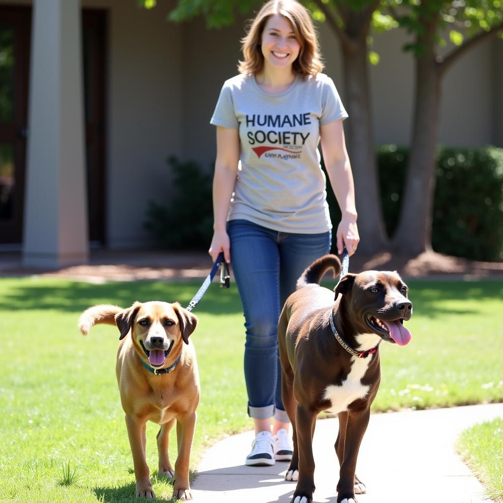 Dog Being Walked by Volunteer at HCSA